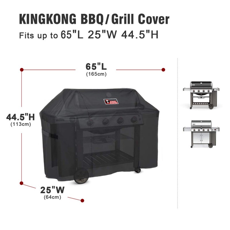 Kingkong 7131 Grill Cover for Weber Genesis II 4 Burner Grill including Brush, Tongs and Thermometer - Image 2